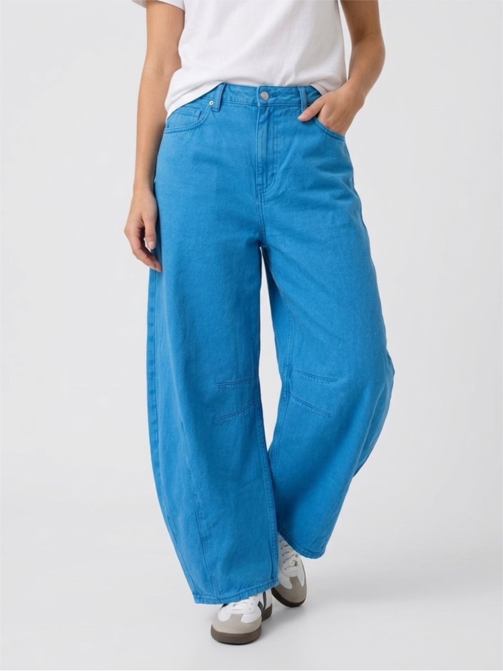 GAP ultrasoft high rise horse shoe barrel jeans teal blue 16 S